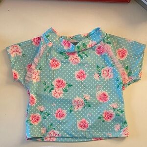 Penelope Mack Blue and Pink Flamingo Swim Rashguard. Size 3T